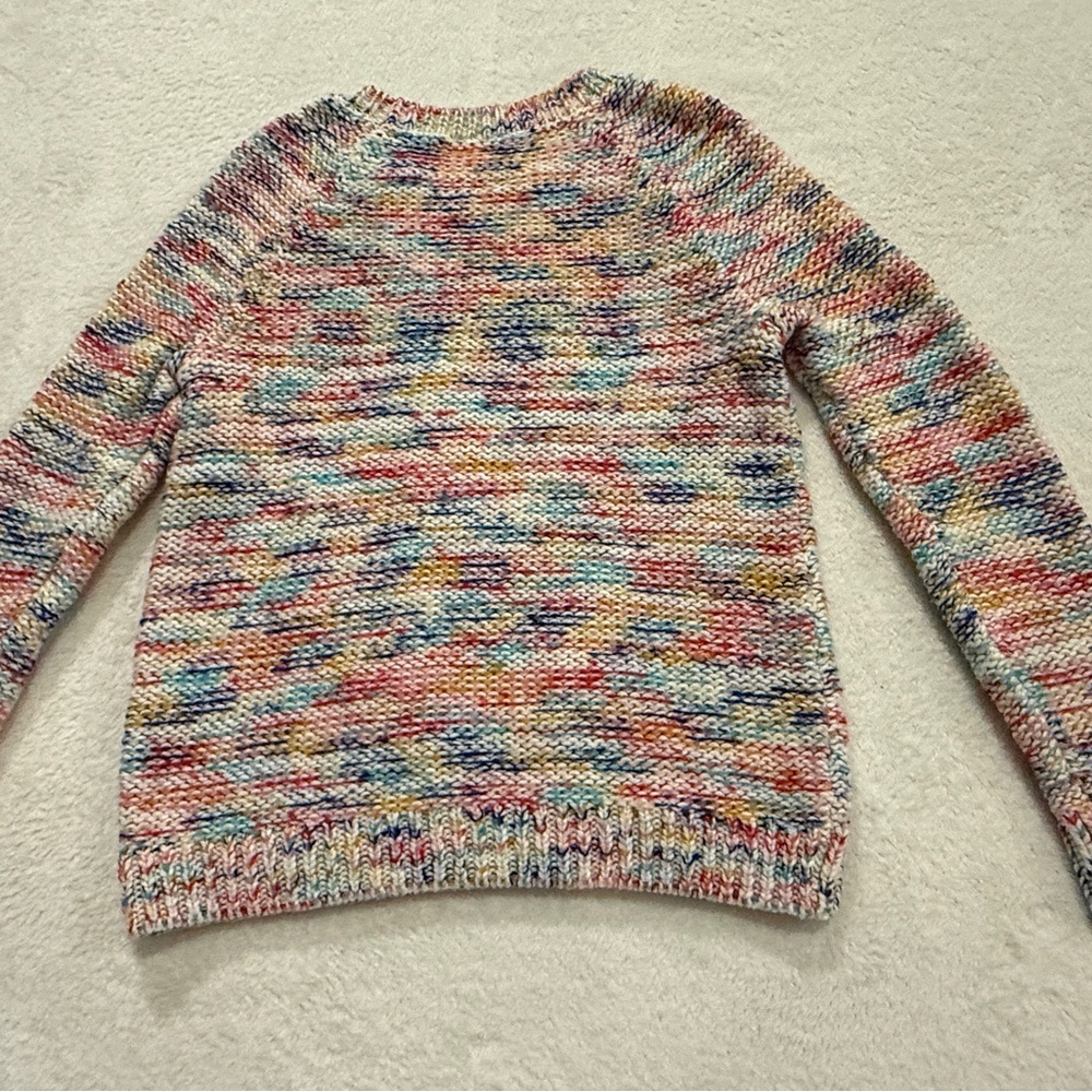 LOFT Multicolor Knit Sweater Size M Cozy Chunky Cable Knit Crewneck - Picture 9 of 15